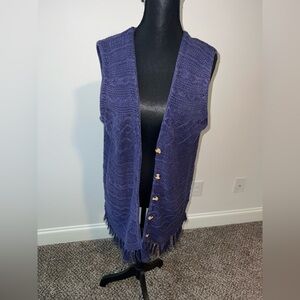 Vintage Innovation Sport Women's Purple Knit Sweater Vest with fringe detail M